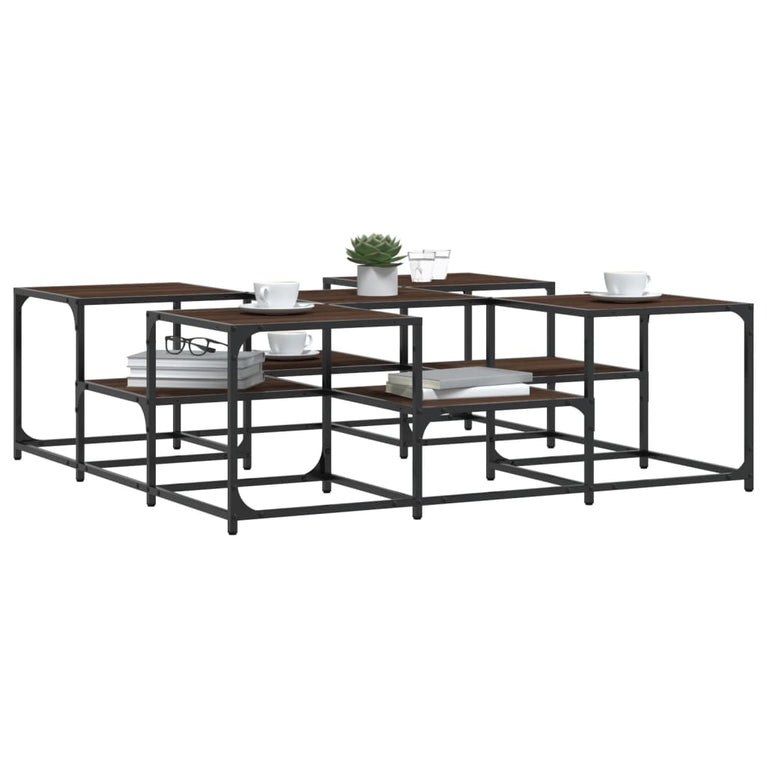 Salontafel 121x121x40 cm bewerkt hout bruineikenkleurig