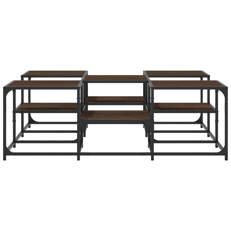 Salontafel 121x121x40 cm bewerkt hout bruineikenkleurig