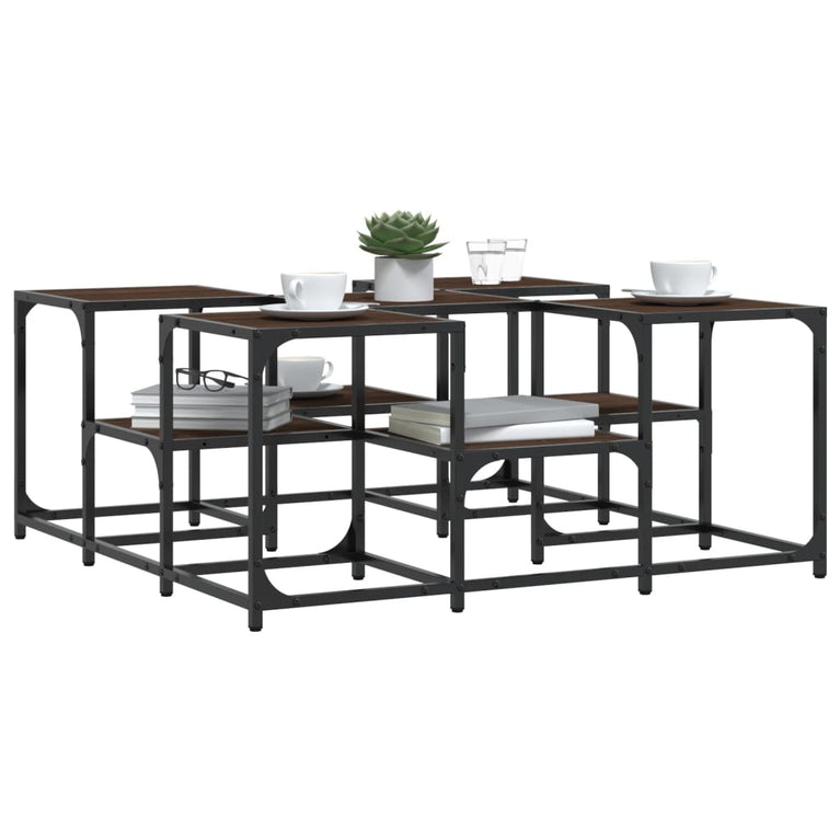 Salontafel 91x91x40 cm bewerkt hout bruineikenkleurig