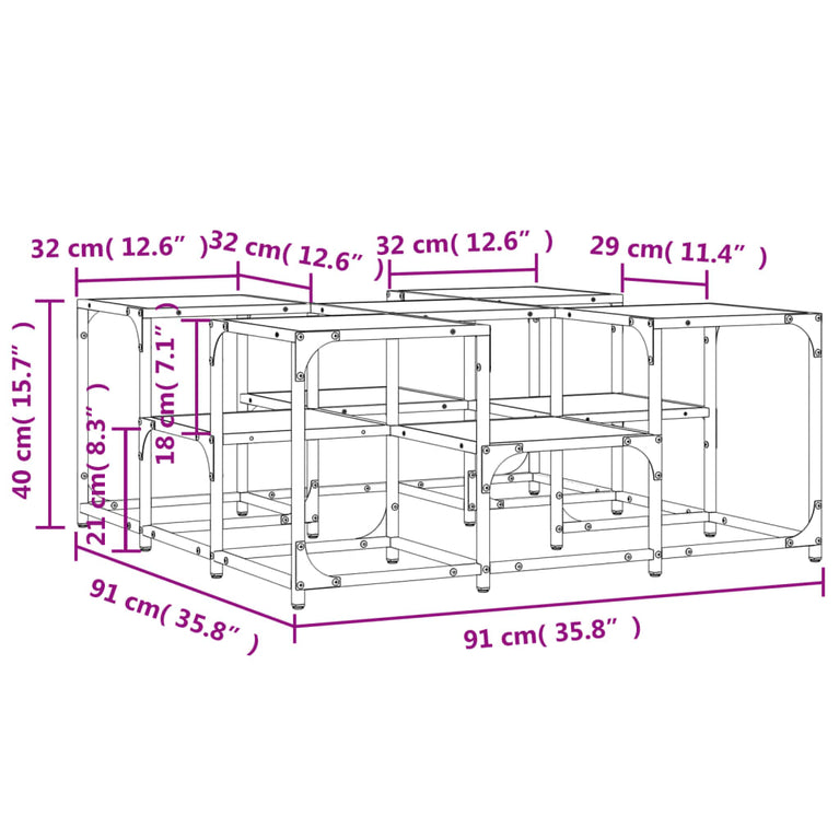Salontafel 91x91x40 cm bewerkt hout bruineikenkleurig