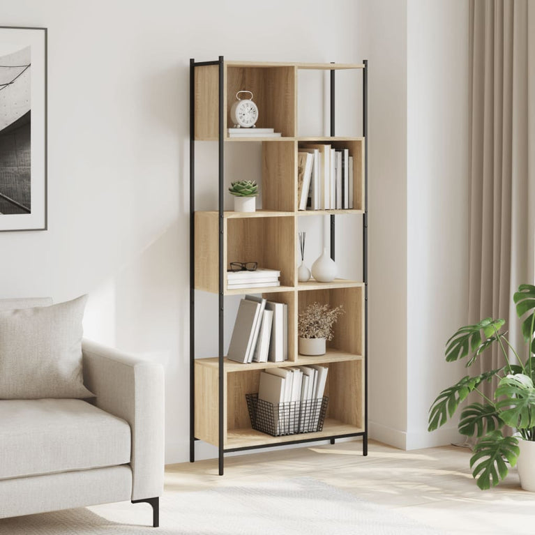 Boekenkast 72x28x172 cm bewerkt hout sonoma eikenkleurig