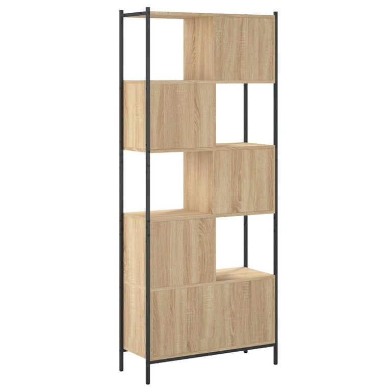 Boekenkast 72x28x172 cm bewerkt hout sonoma eikenkleurig