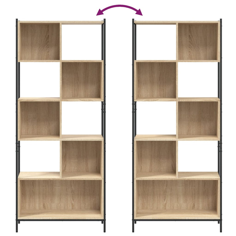 Boekenkast 72x28x172 cm bewerkt hout sonoma eikenkleurig