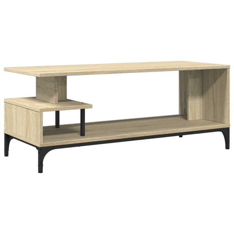 Tv-meubel 102x40x41 cm hout en gepoedercoat staal sonoma eiken