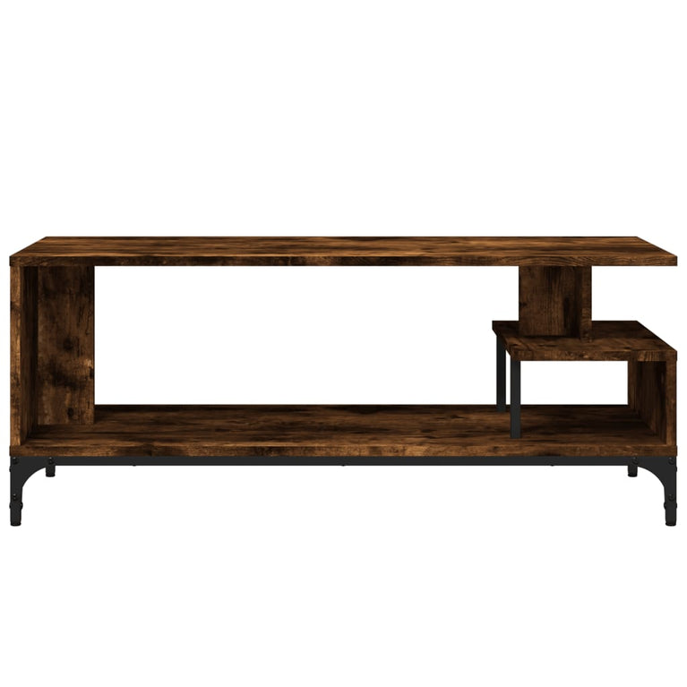 Tv-meubel 102x40x41 cm hout en gepoedercoat staal gerookt eiken