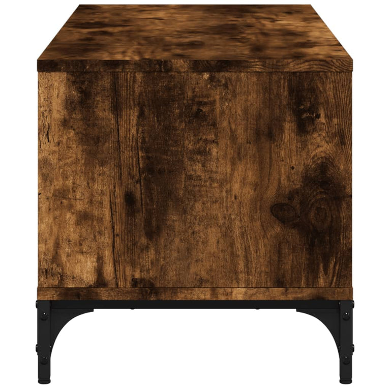 Tv-meubel 102x40x41 cm hout en gepoedercoat staal gerookt eiken