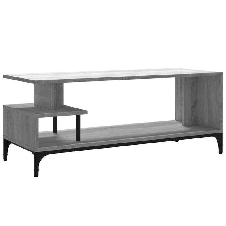 Tv-meubel 102x40x41 cm hout en gepoedercoat staal grijs sonoma
