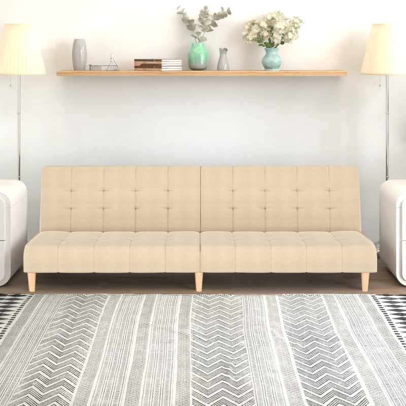 Slaapbank 2-zits stof crèmekleurig