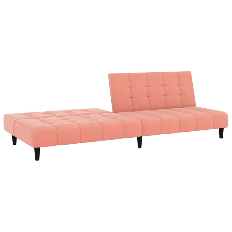 Slaapbank 2-zits fluweel roze