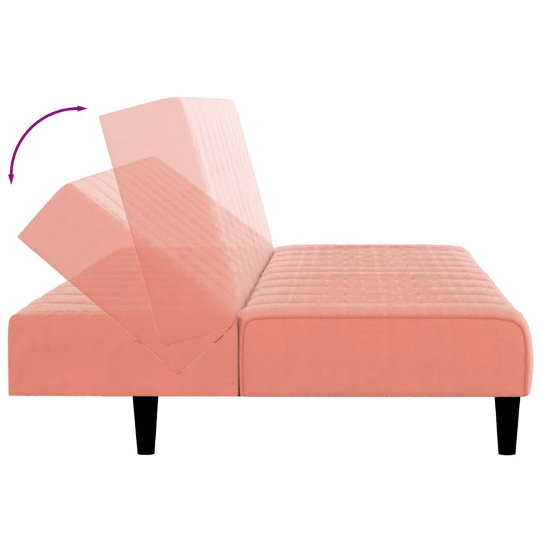 Slaapbank 2-zits fluweel roze