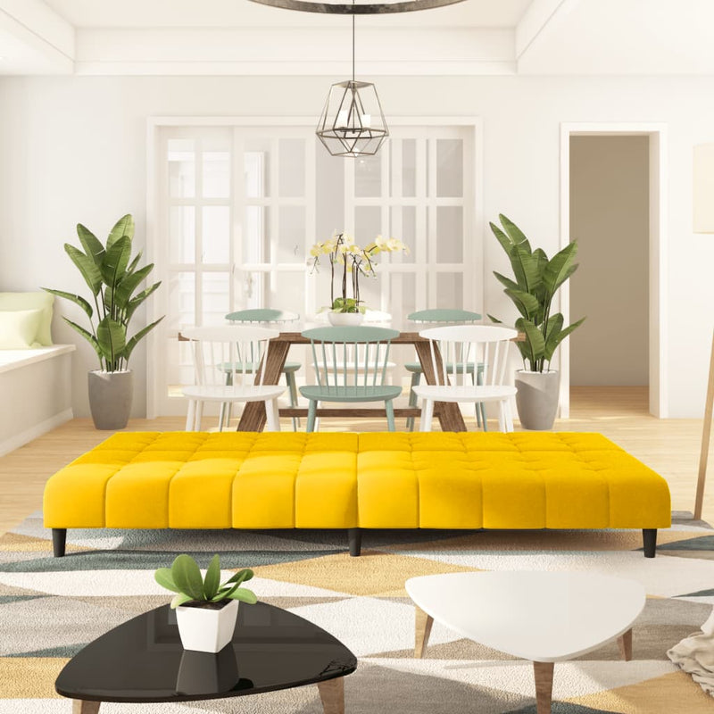 Slaapbank 2-zits fluweel geel