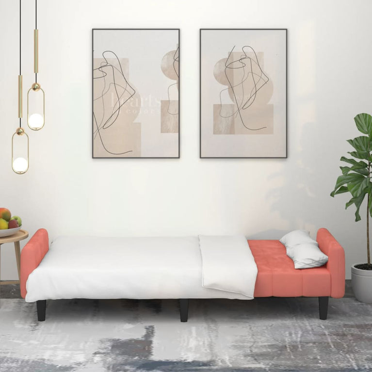 Slaapbank 2-zits fluweel roze