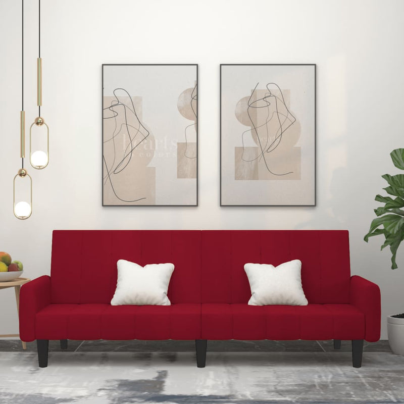 Slaapbank 2-zits fluweel wijnrood