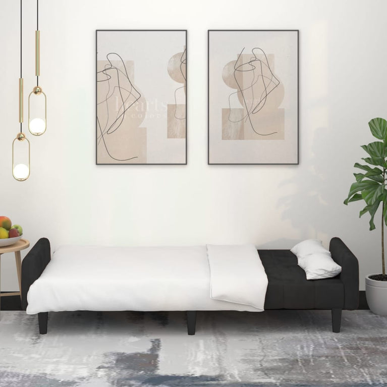 Slaapbank 2-zits fluweel zwart