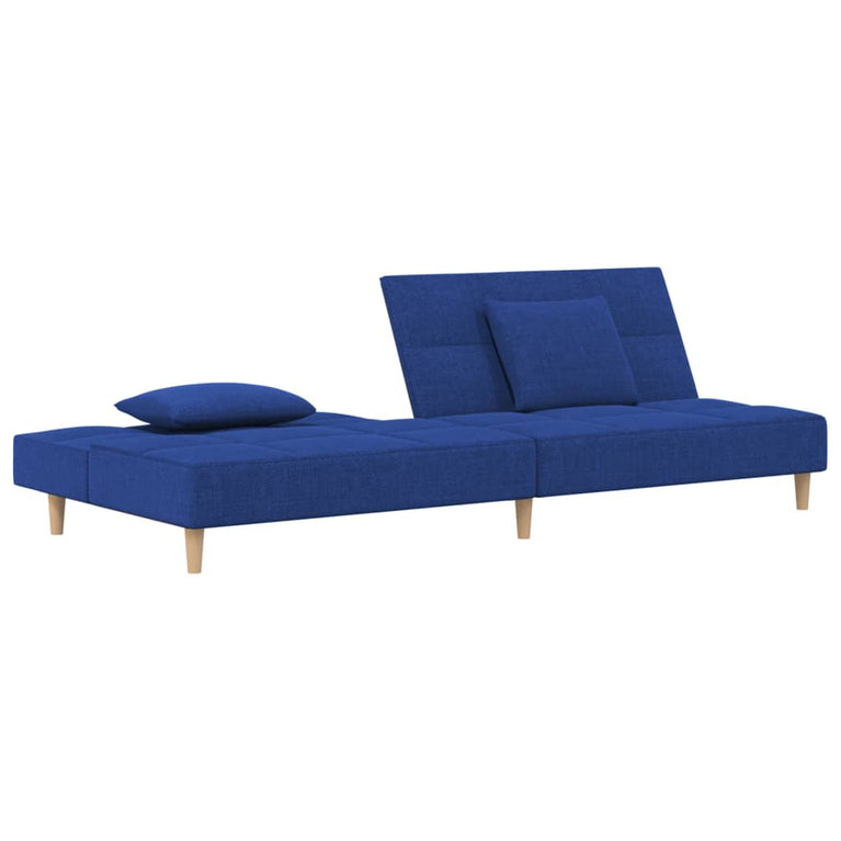 Slaapbank 2-zits met 2 kussens stof blauw
