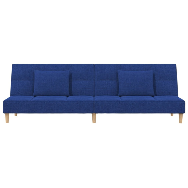 Slaapbank 2-zits met 2 kussens stof blauw