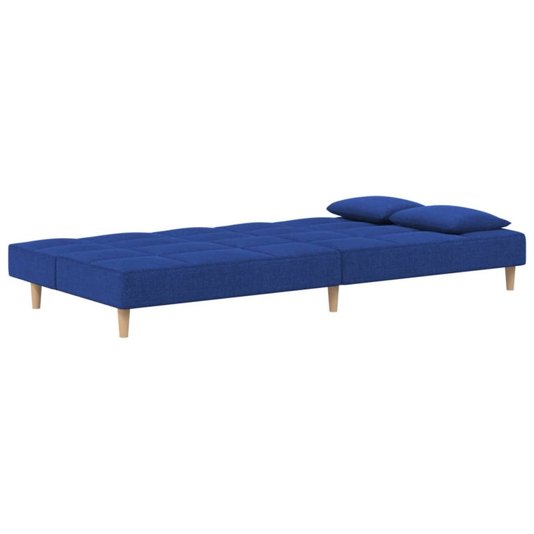 Slaapbank 2-zits met 2 kussens stof blauw