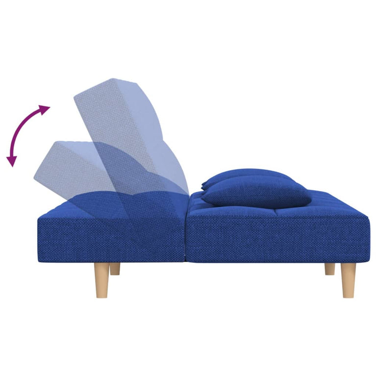 Slaapbank 2-zits met 2 kussens stof blauw
