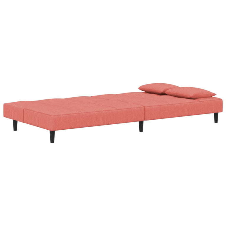 Slaapbank 2-zits met 2 kussens fluweel roze