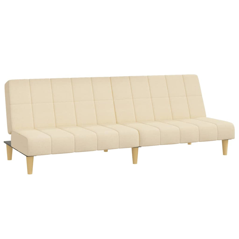 Slaapbank 2-zits stof crèmekleurig