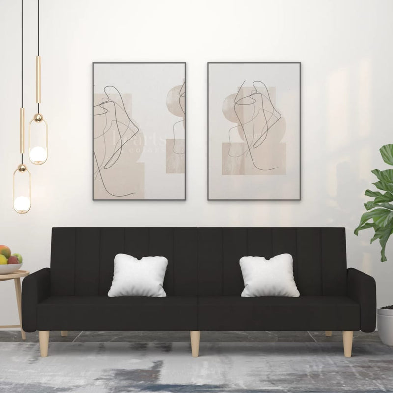 Slaapbank 2-zits stof zwart