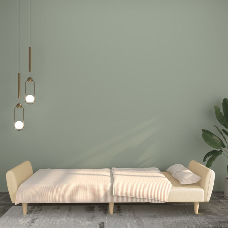 Slaapbank 2-zits stof crèmekleurig