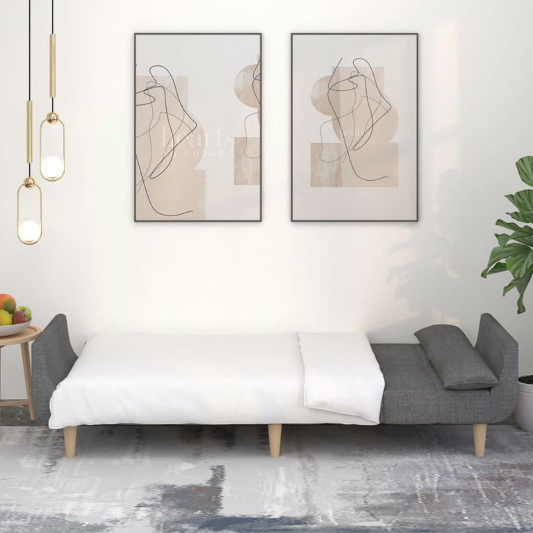 Slaapbank 2-zits met 2 kussens stof lichtgrijs