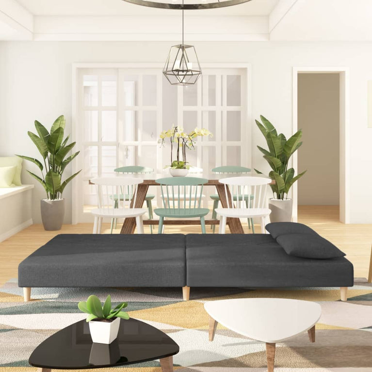 Slaapbank 2-zits met 2 kussens stof donkergrijs