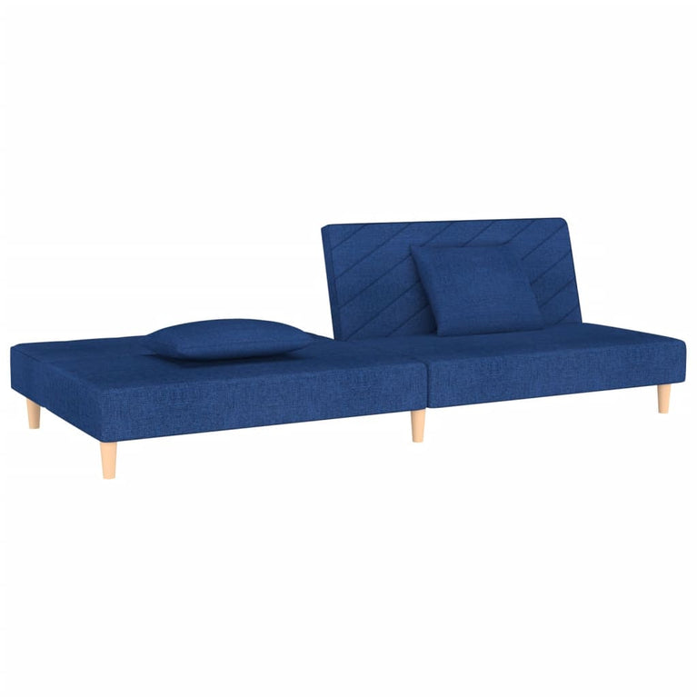 Slaapbank 2-zits met 2 kussens stof blauw