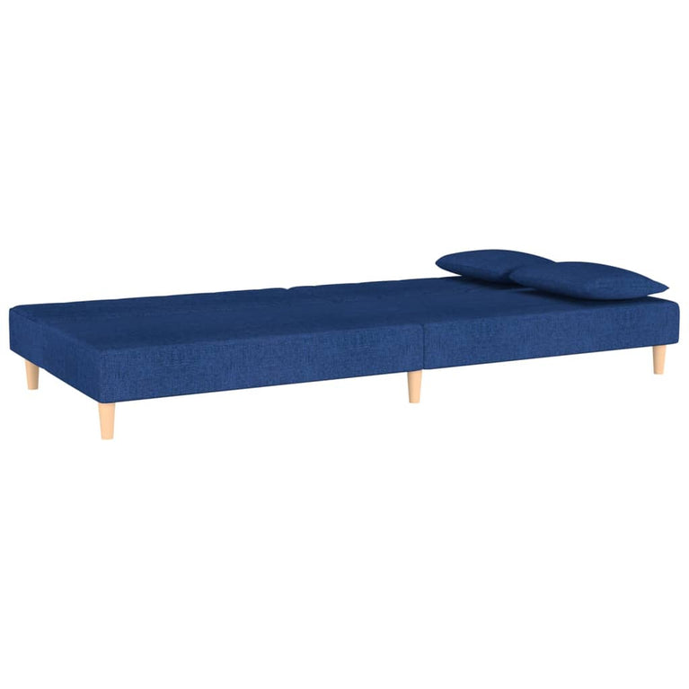 Slaapbank 2-zits met 2 kussens stof blauw