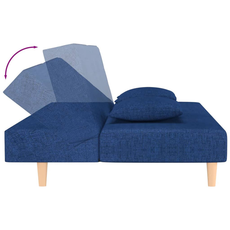 Slaapbank 2-zits met 2 kussens stof blauw