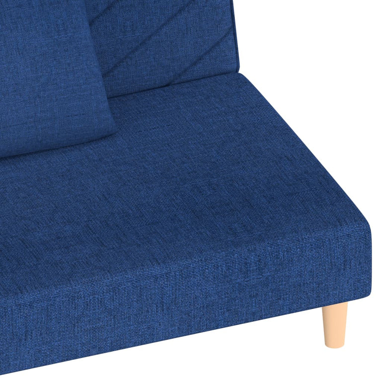 Slaapbank 2-zits met 2 kussens stof blauw