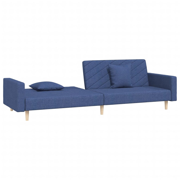 Slaapbank 2-zits met 2 kussens stof blauw