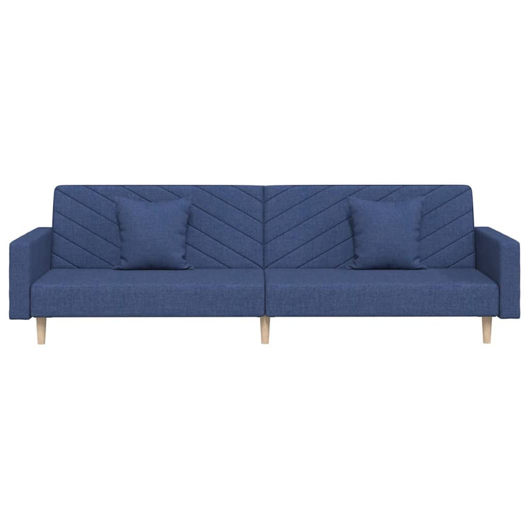 Slaapbank 2-zits met 2 kussens stof blauw