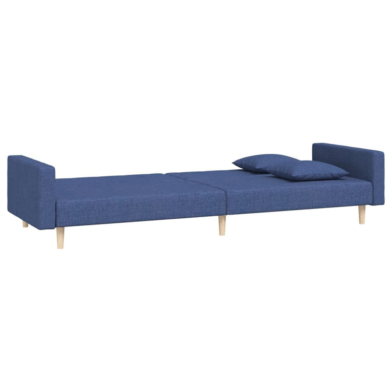 Slaapbank 2-zits met 2 kussens stof blauw