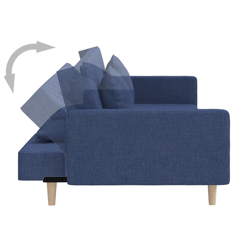 Slaapbank 2-zits met 2 kussens stof blauw
