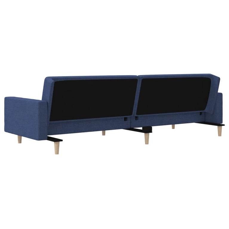 Slaapbank 2-zits met 2 kussens stof blauw