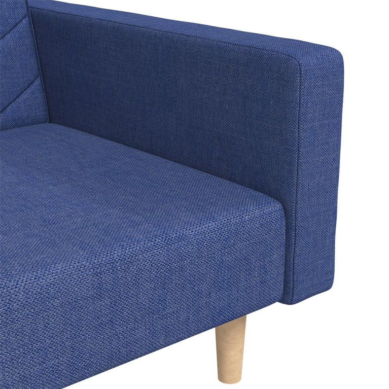 Slaapbank 2-zits met 2 kussens stof blauw