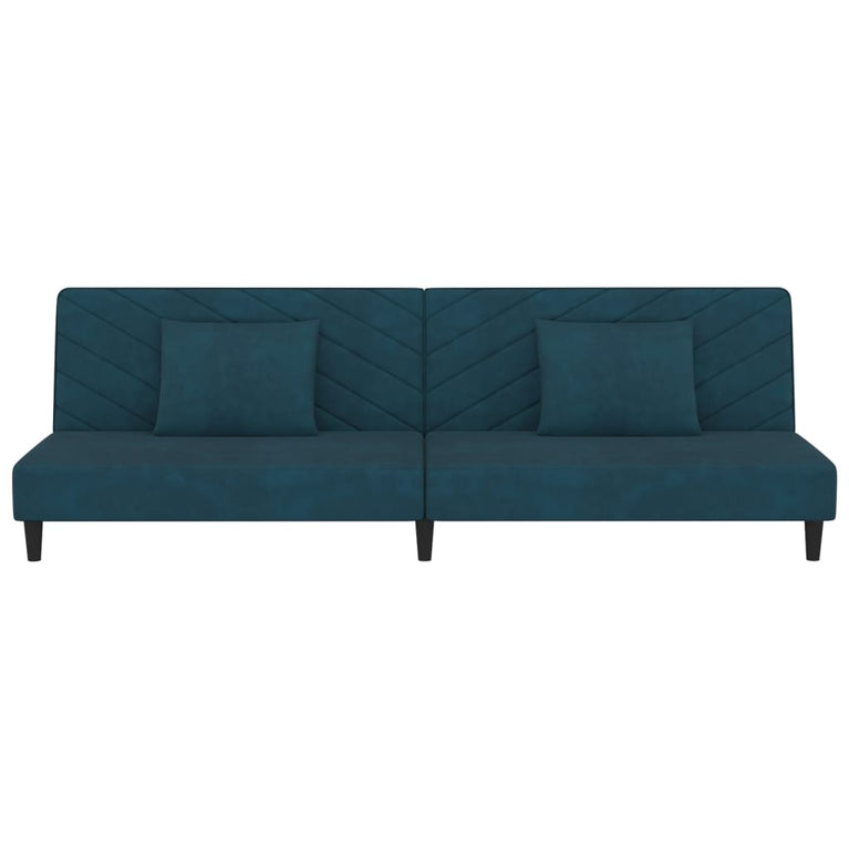 Slaapbank 2-zits met 2 kussens fluweel blauw