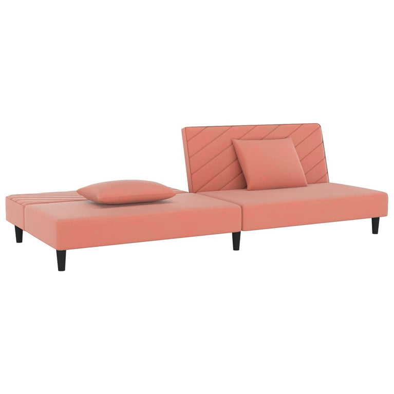 Slaapbank 2-zits met 2 kussens fluweel roze