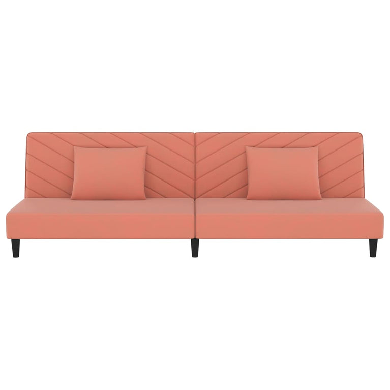 Slaapbank 2-zits met 2 kussens fluweel roze