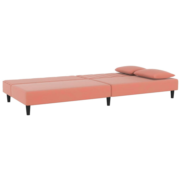 Slaapbank 2-zits met 2 kussens fluweel roze