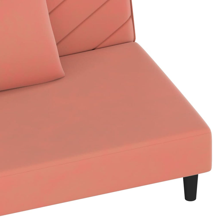 Slaapbank 2-zits met 2 kussens fluweel roze