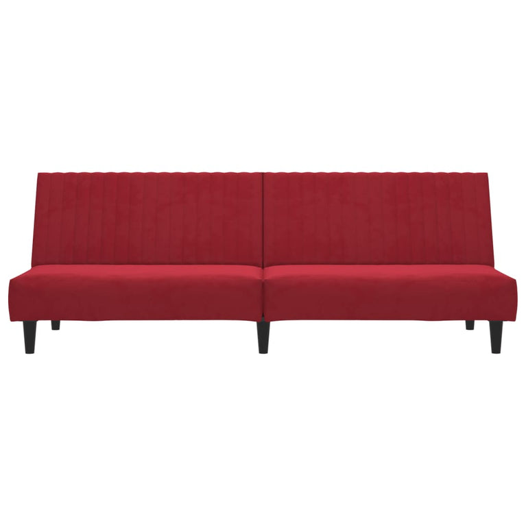 Slaapbank 2-zits fluweel wijnrood
