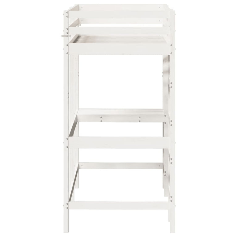 Hoogslaper met bureau massief grenenhout wit 80x200 cm