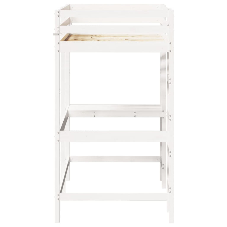 Hoogslaper met bureau massief grenenhout wit 90x190 cm