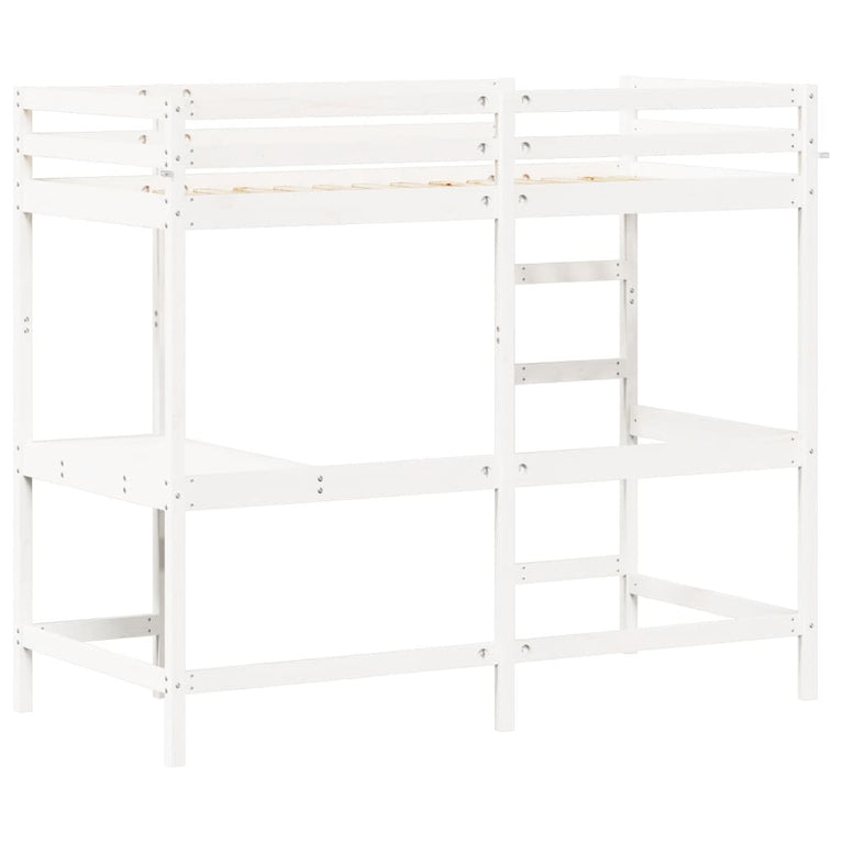 Hoogslaper met bureau massief grenenhout wit 90x190 cm