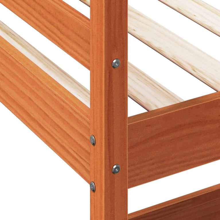 Hoogslaper met bureau massief grenenhout wasbruin 75x190 cm
