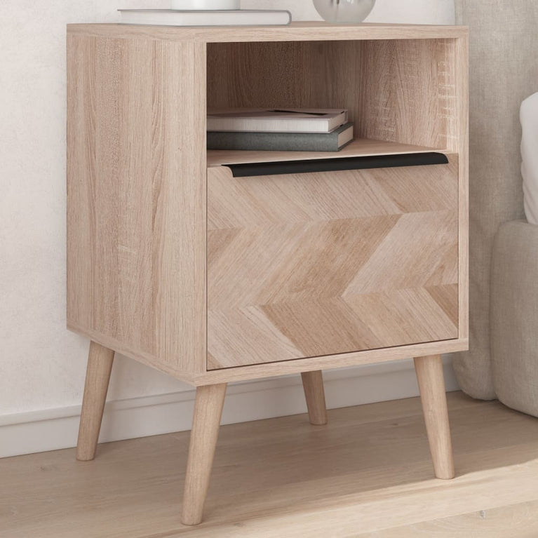 Nachtkastje 38,5x38,5x57 cm bewerkt hout sonoma eikenkleurig