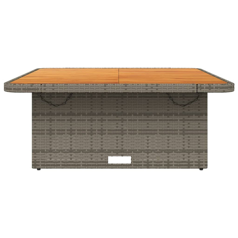 Tuintafel 110x110x71 cm poly rattan en acaciahout grijs
